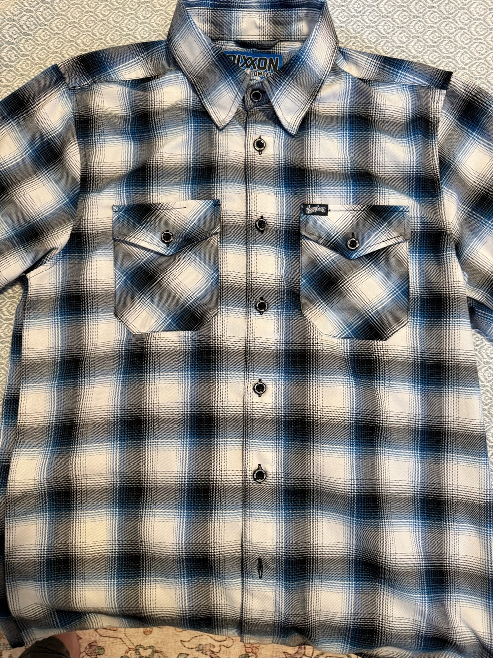DIXXON Black, White & Blue Plaid Men’s Button-Down Shirt - Picture 1 of 3
